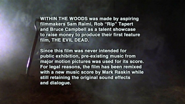 Within the Woods DVD Menu Shot